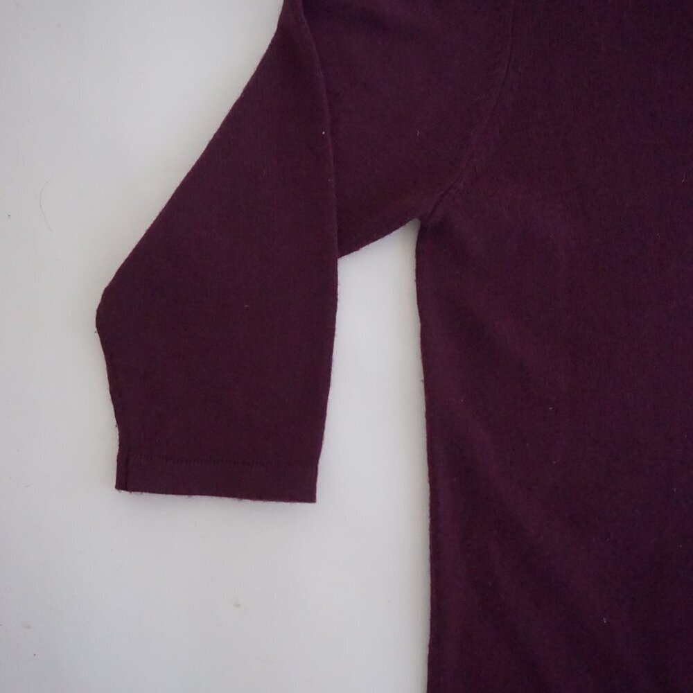 Vintage Alfred Dunner Plum Beaded Floral Bow Embroidered Wool Knit Cardigan M - Picture 9 of 10